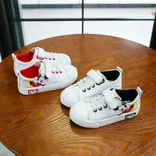 Детская спортивная обувь с изображением Минни и Микки из мультфильма «Дисней»; повседневная спортивная обувь с мягкой подошвой; модная Студенческая спортивная обувь для мальчиков и девочек