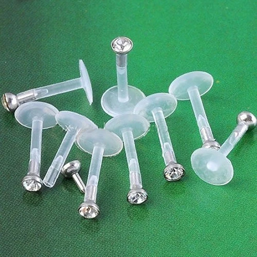 

10 Pcs Acrylic Clear Rhinestone Lip Labret Bar Ear Spicule Ring Piercing Jewelry