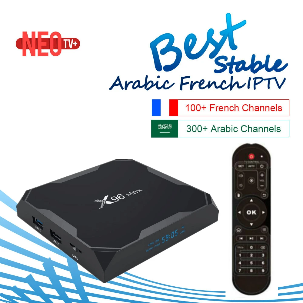 

X96 Max Android 8.1 Smart TV Box 1400+Live with 1 Year Best French IPTV abonnement Arabic Belgium Morocco football Set Top Box