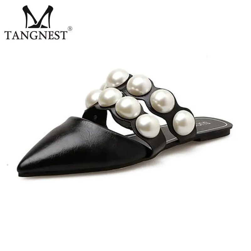 black flats with pearls
