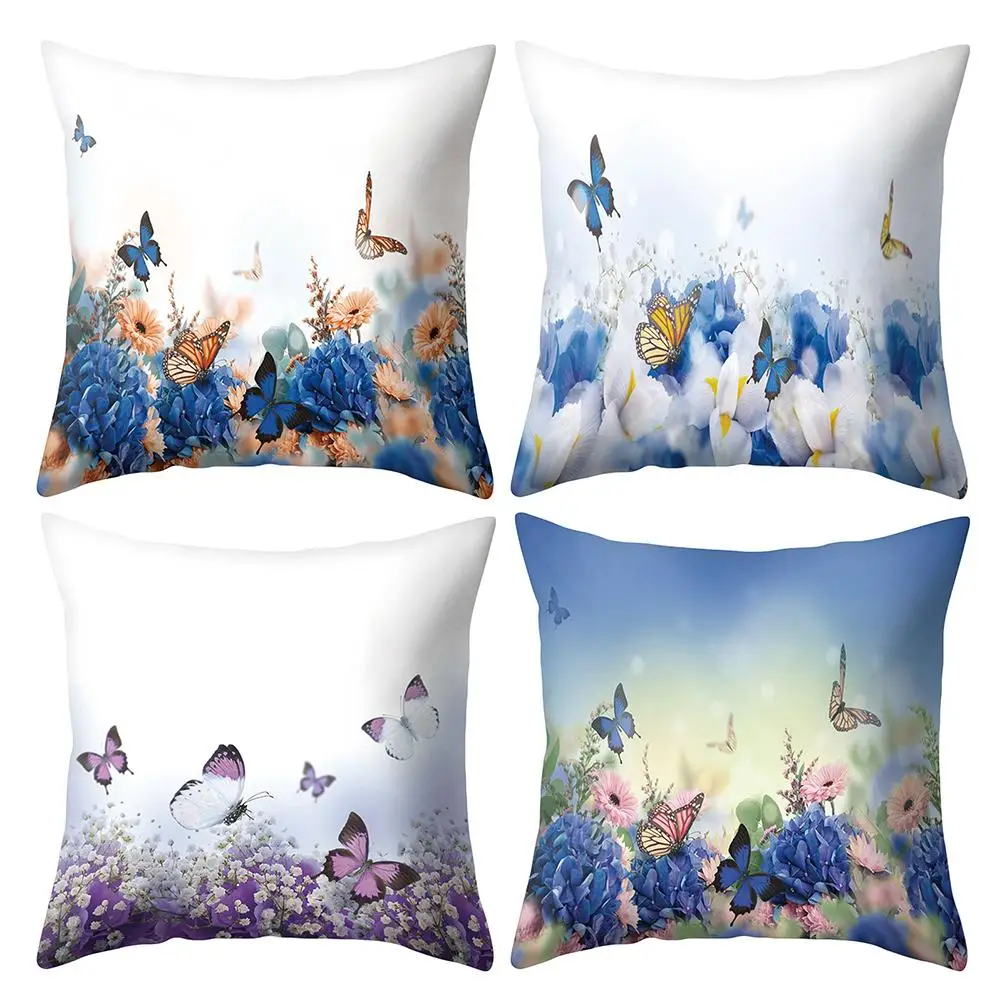 

30# Pretty Flower Butterfly Pillow Case Cushion Cover Sofa Bed Car Cafe Office Decoration Home Textile High Quality