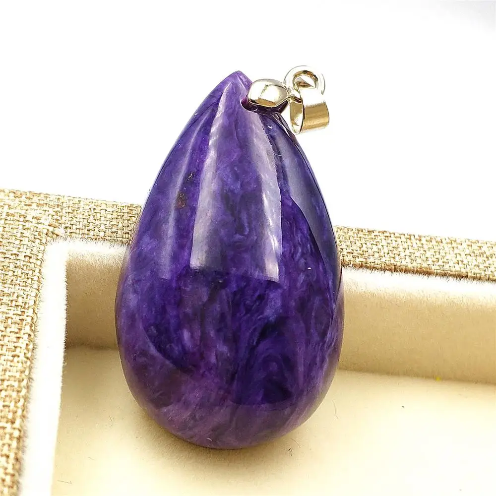 

Top Quality Natural Charoite Deep Purple Gemstone Pendant Women Men 37x22x10mm Charoite Beads Fashion Necklace Jewelry AAAA