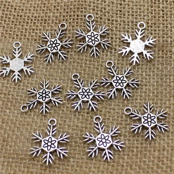 

60pcs 18*24mm Christmas Snowflake Charms Vintage Metal Zinc Alloy Trendy Jewelry Christmas Decoration Pendant T0490