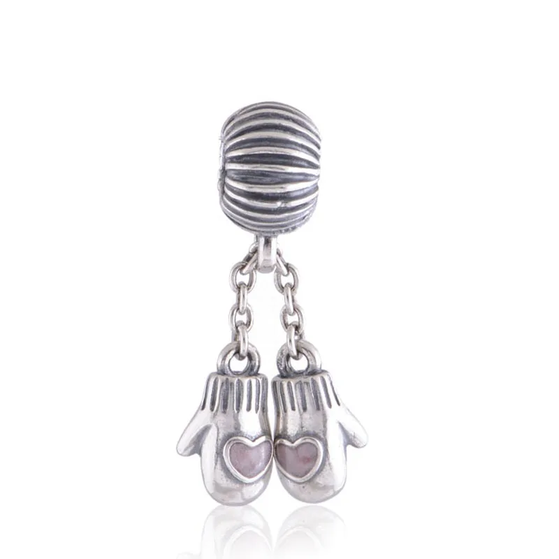 Fits Pandora Charms Bracelet 925 Sterling Silver Bead Christmas Gloves Dangle Silver Charm Women DIY Jewelry