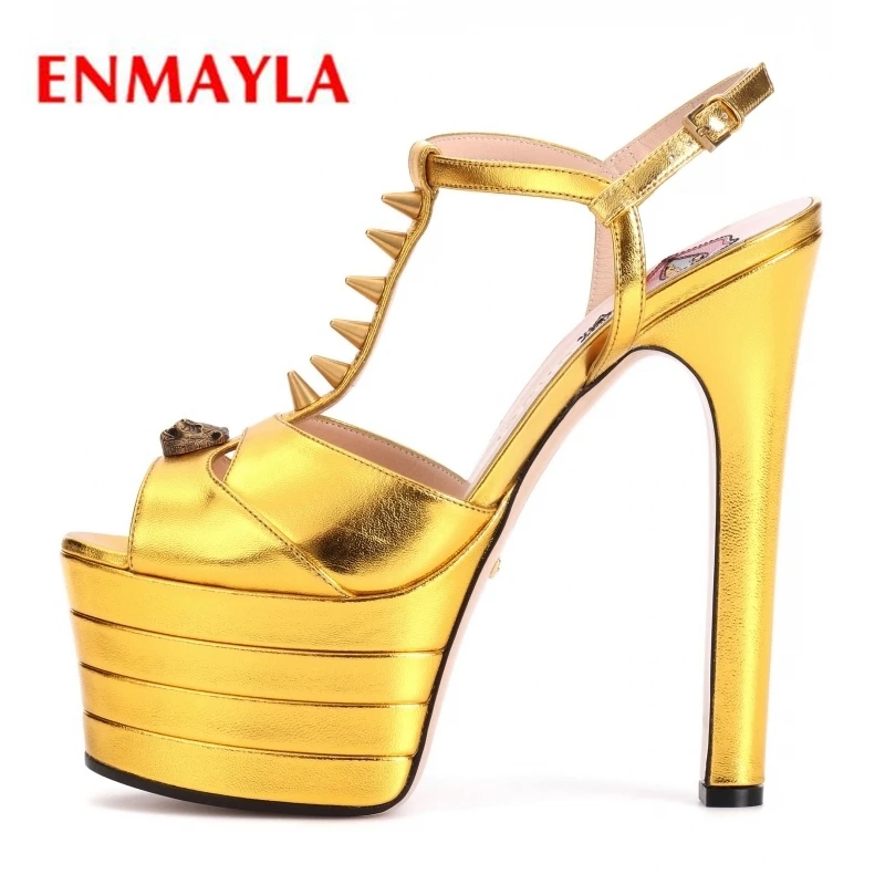 

ENMAYLA Casual Buckle Strap Ankle Strap High Heels Sandals Women High Heel Sandals Size 34-42 ZYL2373