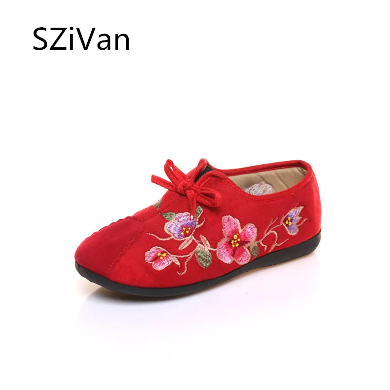 

Retro Chinese Style Women Cotton Fabric Loafers Vintage Flower Embroidered Ladies Casual Lace-up Comfort Flat Old Beijing Shoes