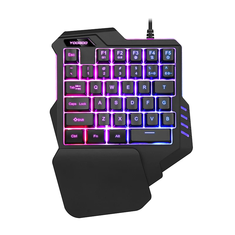 Wired Single Hand Gaming Keyboard USB Professional Desktop LED Backlit Mechanical Feel Keyboard