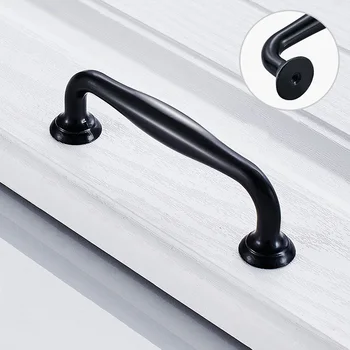 

Matte Black Zinc Alloy Door Handle Euro-style Drawer Cabinet Kitchen Bathroom Wardrobe Knob Furniture Handle H4432