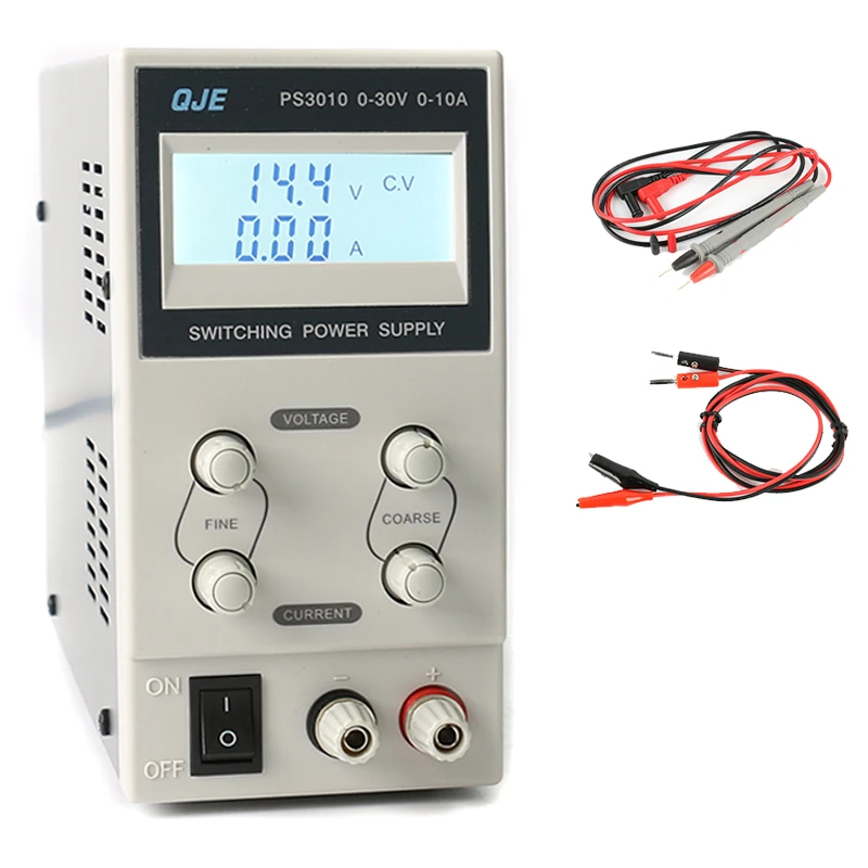 

QJE LCD Display Adjustable Variable Portable Mini Compact Laboratory Switching DC Power Supply Output 30V 10A AC 220V