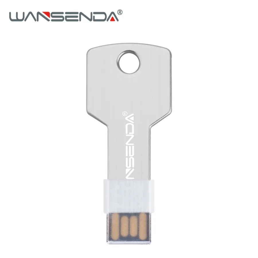Wansenda usb флеш-накопитель в форме ключа, водонепроницаемая ручка-накопитель, 4 ГБ, 8 ГБ, 16 ГБ, 32 ГБ, 64 ГБ, реальная емкость, USB 2,0, флешка, флеш-карта памяти - Цвет: Серебристый