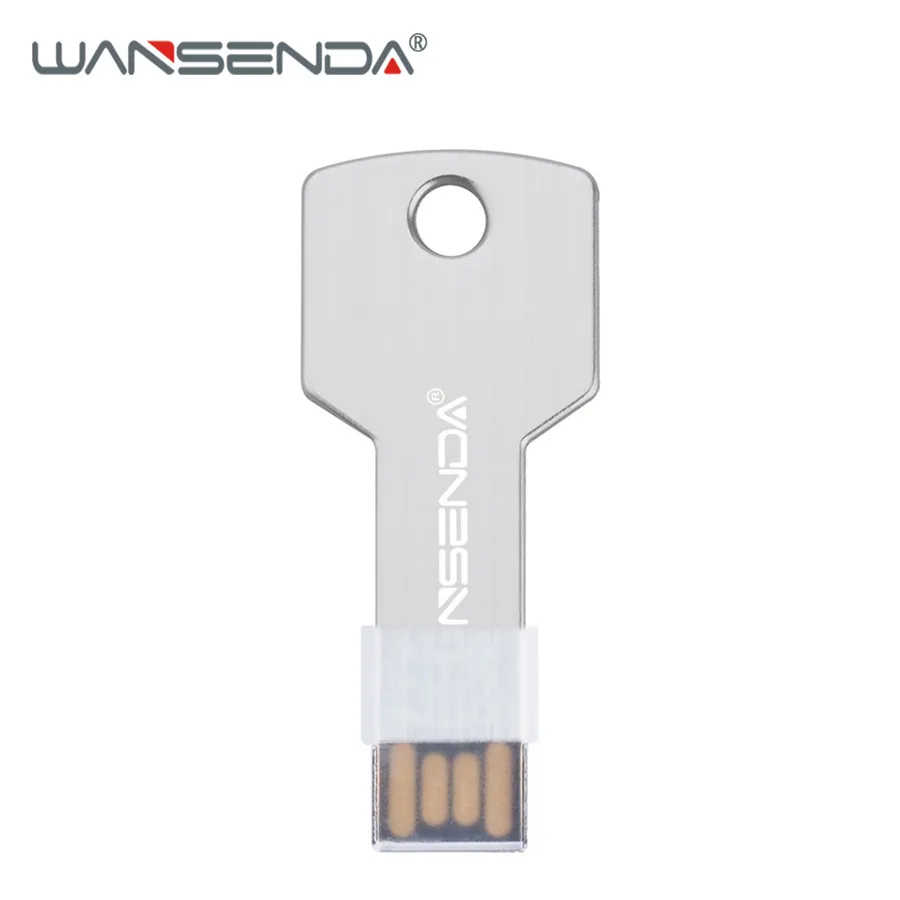 Серебристый Wansenda usb флеш-накопитель в форме ключа, водонепроницаемая ручка-накопитель, 4 ГБ, 8 ГБ, 16 ГБ, 32 ГБ, 64 ГБ, реальная емкость, USB 2,0, флешка, флеш-карта памяти - Цвет: Серебристый