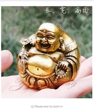 

Copper Crafts Brass Tibetan Open light pure copper Ruyi Maitreya Buddha Statue figurine Home Furnishing Feng Shui ornaments