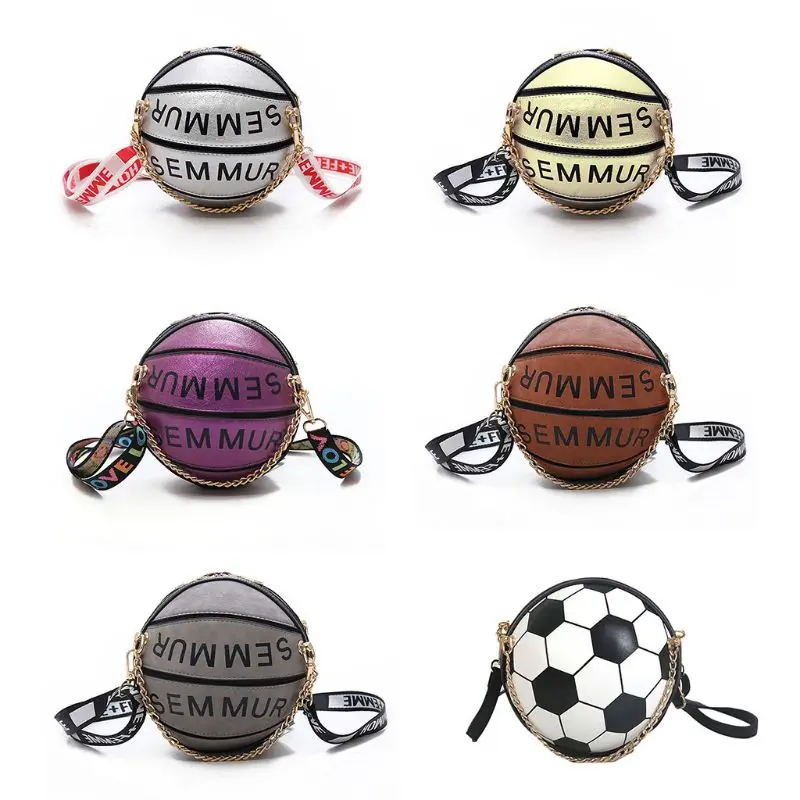 

Basketball Football Shaped Shoulder Messenger Bag Purse Tote Mini Crossbody PU Handbag Adjustable Strap For Women Girls Men