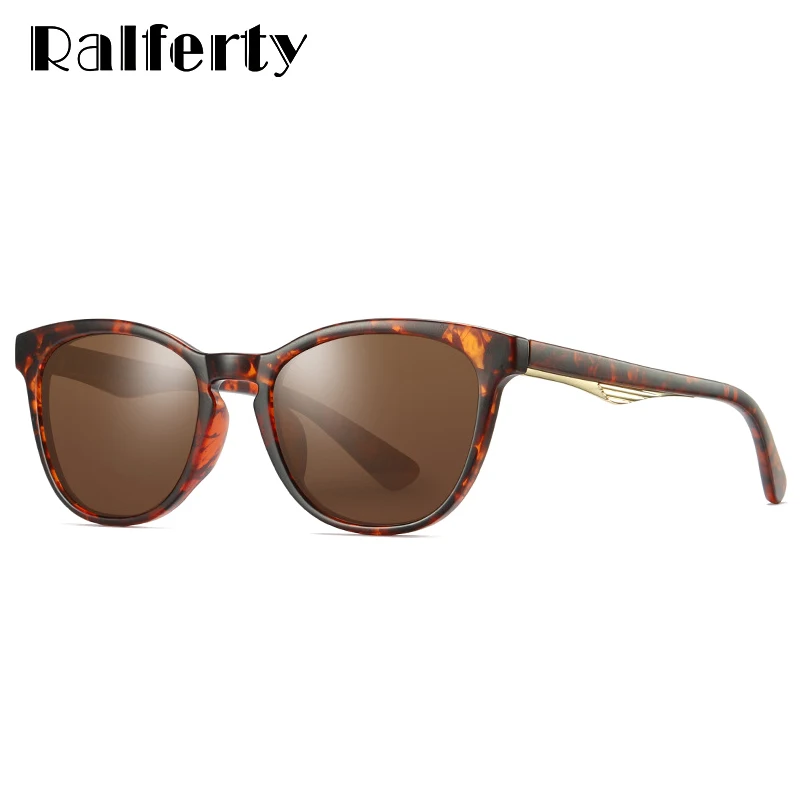 Ralferty Винтаж солнцезащитные очки Для женщин поляризационные UV400 солнцезащитные очки дамы кошачий глаз черепахи коричневые линзы