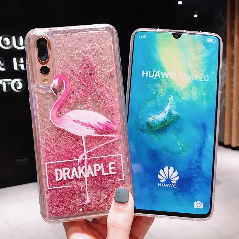 

Flamingo Floral Whale Glitter Liquid Case For Huawei Honor View 10 20 6C Pro 8 9 10 Lite 5X 6X 7X 8X Max 8A 8C Note10 Play Case