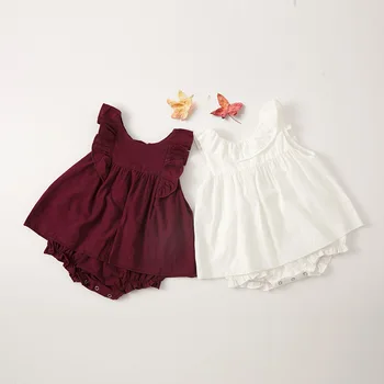 

Infant Solid Color Cotton Onesies Baby Rompers 2019 New Fashion Toddler Girls Western Rompers
