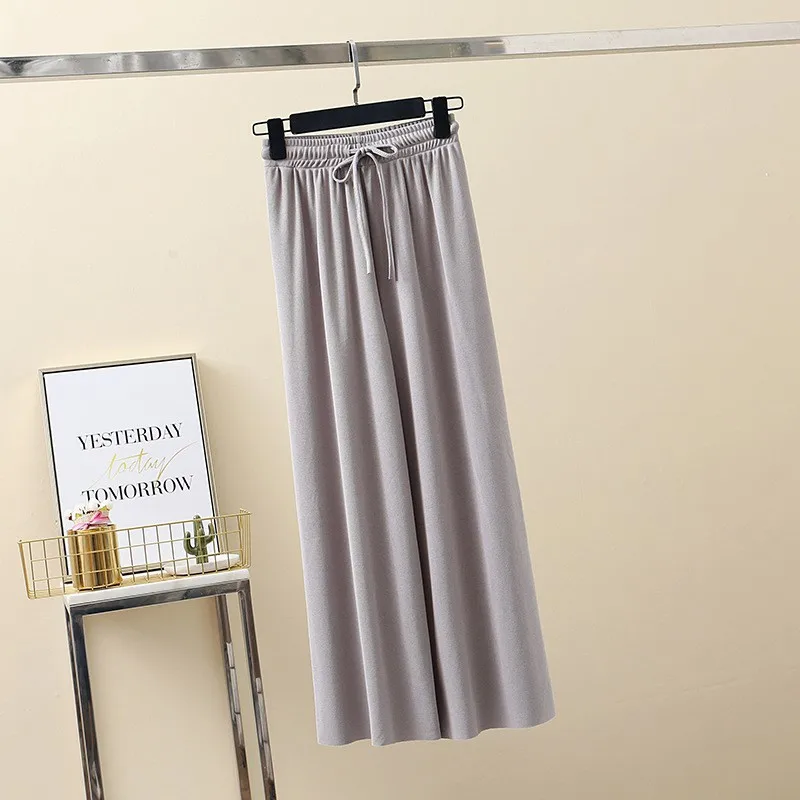 2019 Women's Solid Wide Leg Pants Loose Drawstring Casual Ankle-Length Female Trousers Summer Pleated Pants 2019 Women's Solid Wide Leg Pants Loose Drawstring Casual Ankle-Length Female Trousers Summer Pleated Pants