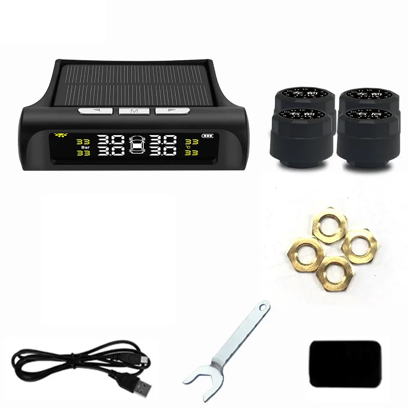 

Solar TPMS Car Tire Pressure Alarm Monitor System Display 4 External Sensor Temperature Warning Auto Vehicle Saftey Baby520