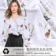 19 Весна Лето Новинка 114 см Ширина 14momme шелк крепдешин ткань для женщин платье сорока печатная Ткань diy шитье распродажа