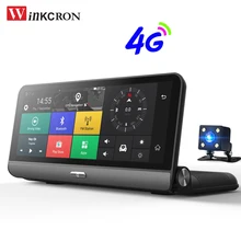 4g GPS Car DVR Camera 8.0 “FHD IPS tela de Toque Android 5.1 WIFI Gravador De Vídeo Traço Cam 1080 p lente dupla Registrador de Monitoramento de Estacionamento