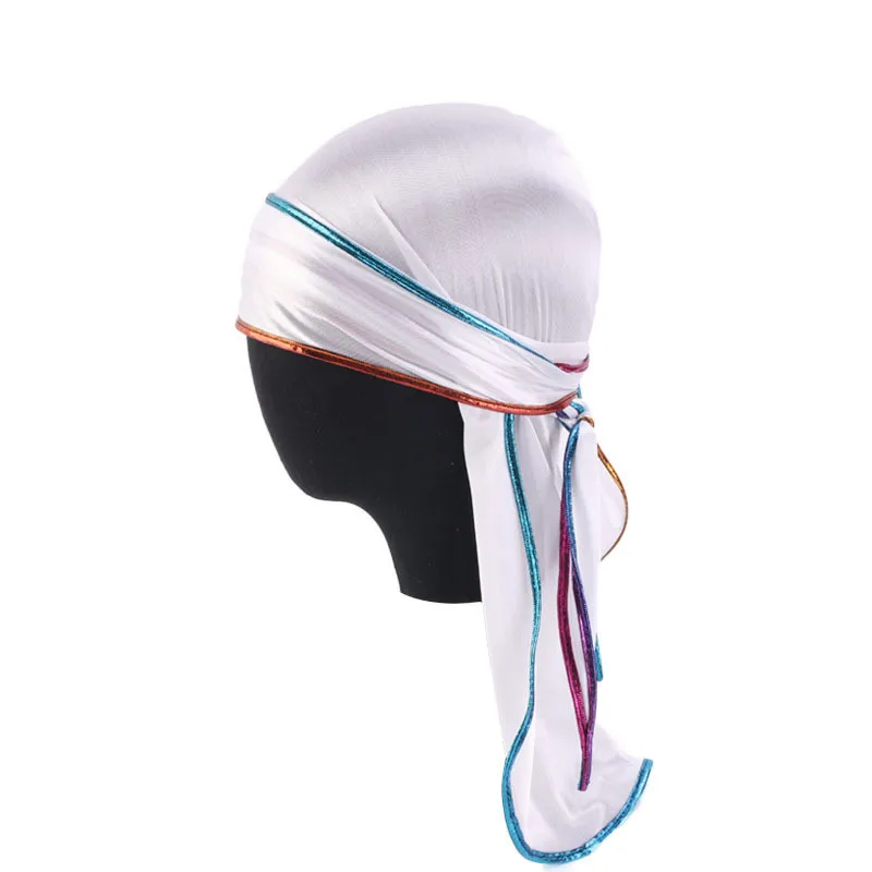

Unisex Men Women Silky Laser Durag Doo Rag Headwrap Bandanas Hat Headwear DU-RAG Long Tail Biker Pirate Hair Accessories