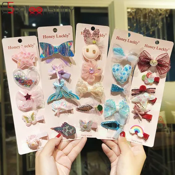 

BalleenShiny 5pcs Cute Korean Hairpin for Girls Cartoon Bow Color Hair Clip Children Baby Princess Hair Accessories Headdress
