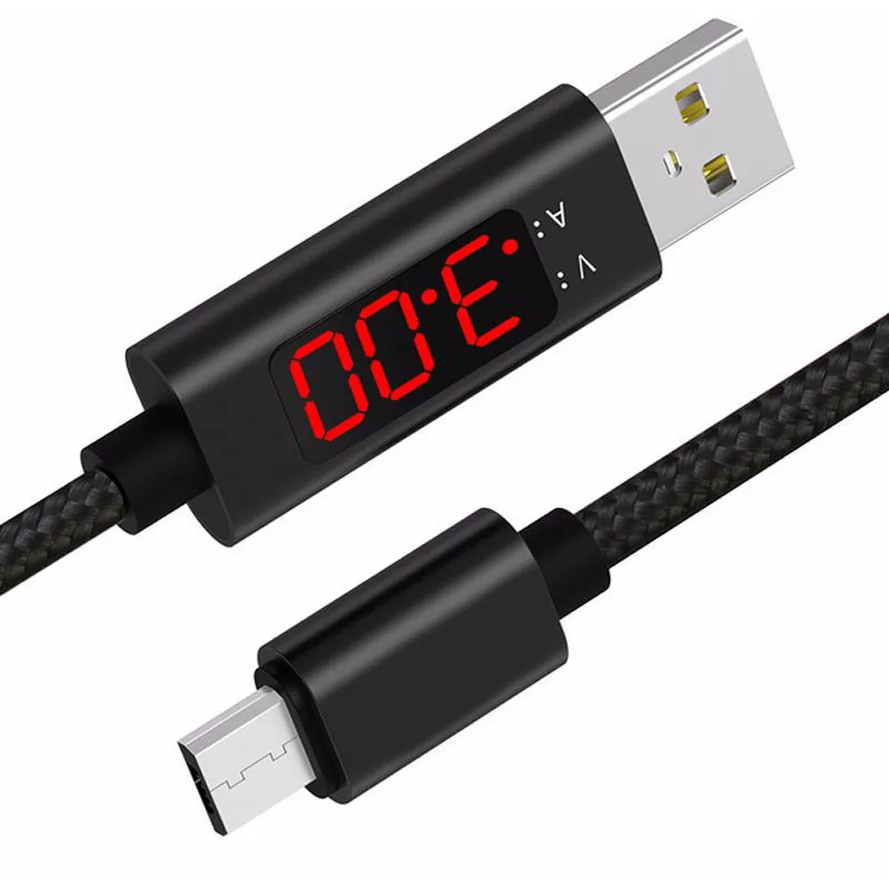 

1.2M Type-c/Micro Usb Phone Cable Voltage Current LED Display Type-c Micro USB Sync Charging Cable for Samsung Universal Cables