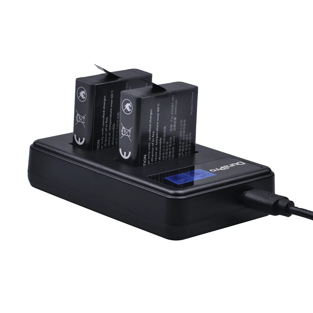 2 шт 1600 mAH AHDBT-501 AHDBT501 AHDBT 501 Аккумулятор для Gopro Hero 5+ lcd двойное USB зарядное устройство для камеры GoPro 5 Hero 6/7