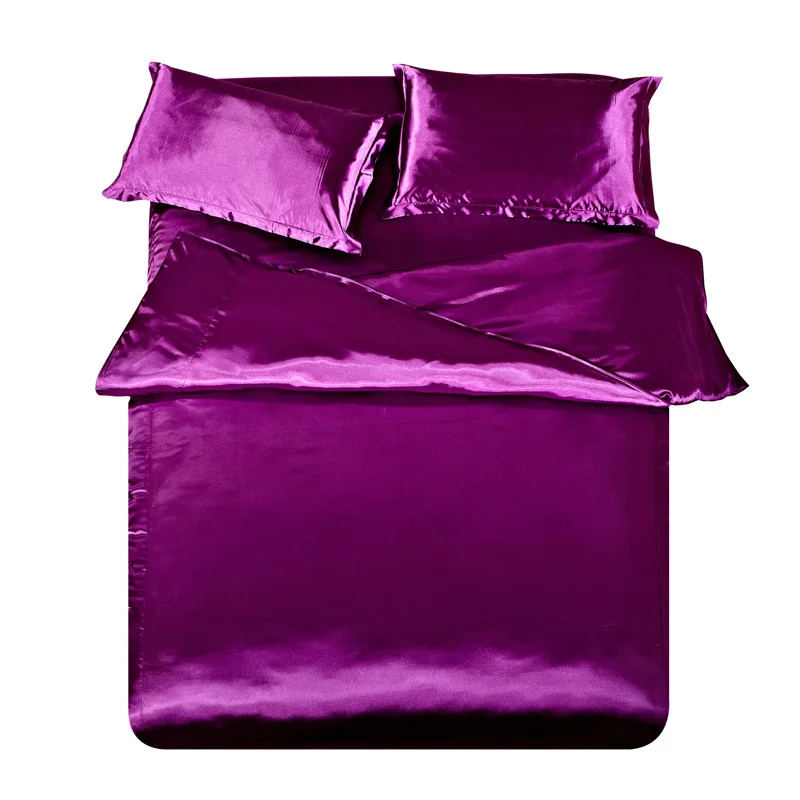 2015 classic silk satin plain solid color silk bedding set bedclothes,wedding bedding,silk home textile,flat sheet+pillowcases