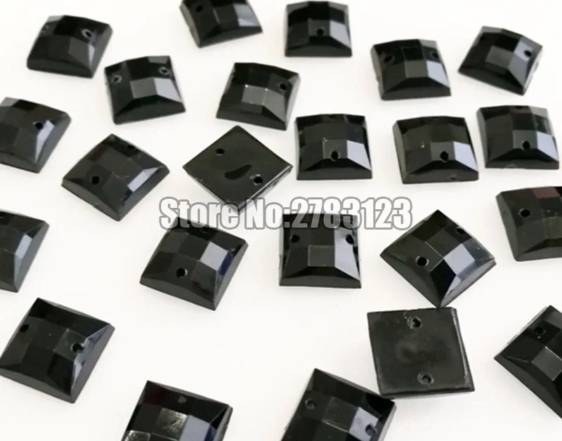 

Free shipping 50pcs Black square Superior quality Acryl sew on rhinestones with two holes,diy/clothing accessories SWYS02