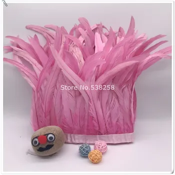 

New pink 2m/lot 12-14inches 30-35cm height Coque Tail Fringes Rooster feather trim rooster tail trimming ribbon