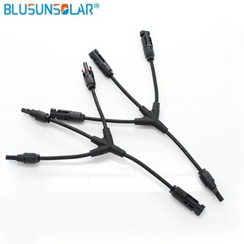 

Blusunsolar 2 Pairs/ Lot 3 In 1 Branch Connector IP67 Waterproof Solar Parallel Connector Wiring Solar Panel Together