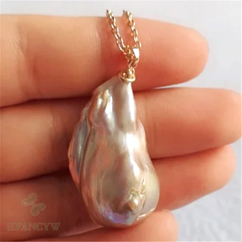 

20x32mm Natural Purple Baroque Pearl Necklace 18 inches Wedding Jewelry Hang