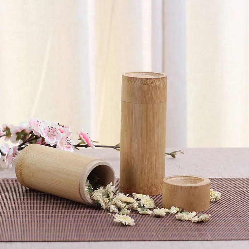 New Bamboo Tea Cans Jars for Storage Container Bamboo kitchen canisters
