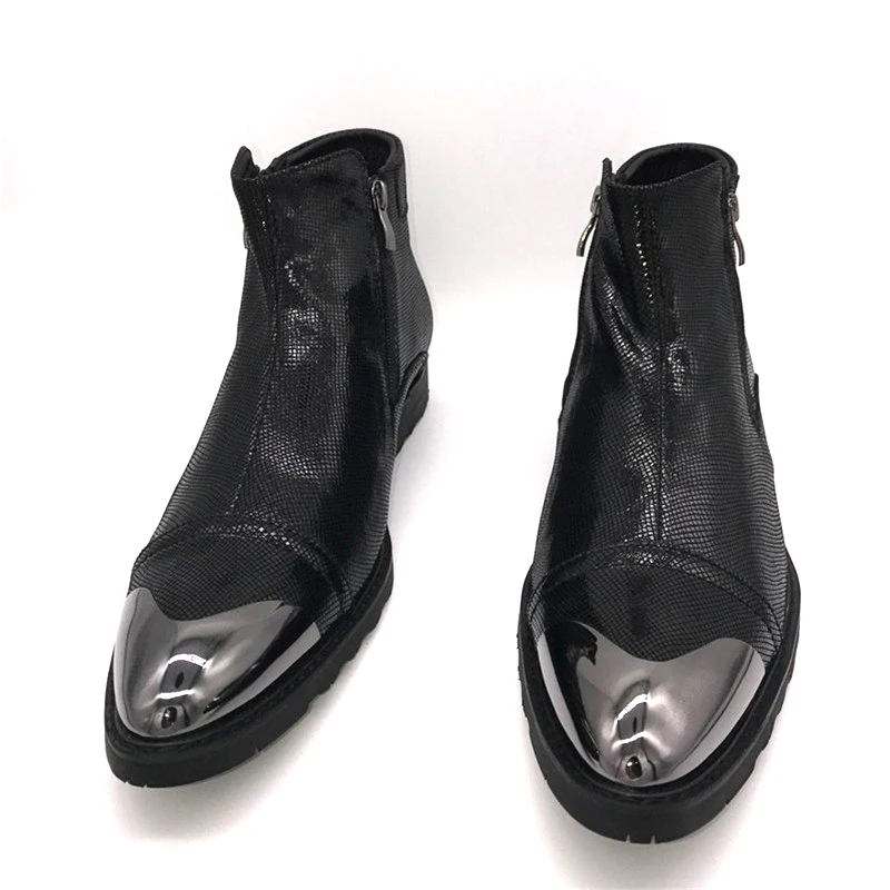 Mabaiwan/Новинка года; ковбойские ботинки; Мужские Черные ботильоны на плоской подошве с молнией; Botas Militares; обувь с острым носком; zapatos hombre Bota Masculina