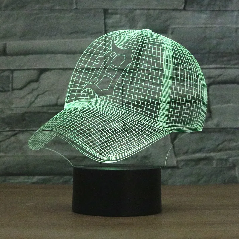 

8067 Detroit Tigers Baseball Cap Hat 3D LED Lamp Atmosphere lamp 7 Color Changing Visual illusion LED Decor Lamp
