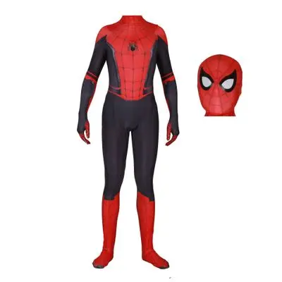 Взрослый дети Человек-паук далеко от дома Питер Паркер костюм зентай для косплея супергероя-паука боди костюм комбинезоны - Цвет: Removable Mask 2