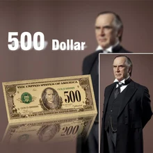 Billetes falsos chapados en oro, decoraciones de papel de 500 dólares de EE. UU., regalos de recuerdo, colección de billetes de oro de 24k