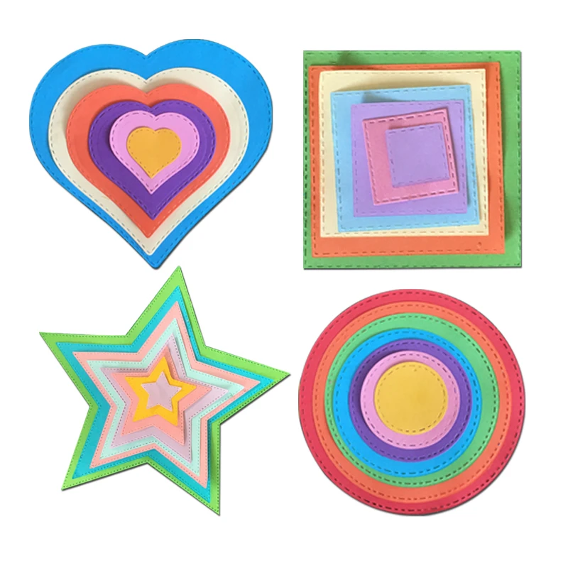 

heart stars Geometry pattern frames Metal Steel Cutting Embossing Dies For Scrapbooking paper craft home decoration