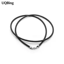 Черное ожерелье из искусственной кожи цепь 925 застежка из стерлингового серебра кожаный шнур ювелирные изделия серебряные ювелирные изделия