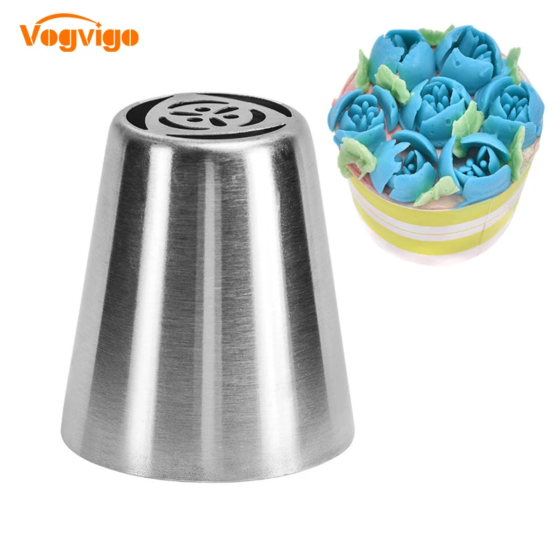 

VOGVIGO New Icing Nozzle Stainless Steel Cake Decorating Nozzle One-time Pull Flower Shape Large Torch Mouth Baking Tools