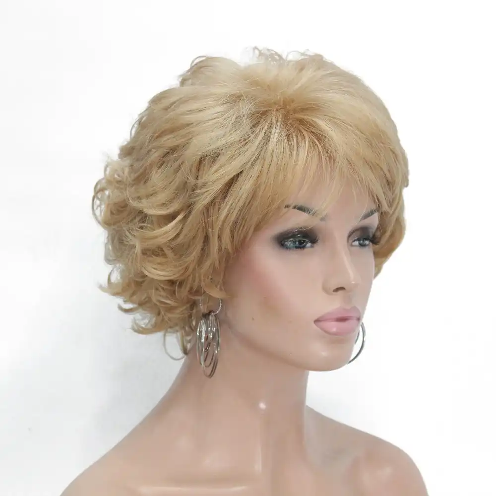 Strongbeauty Women S Short Wig Dark Brown Silver Natural Curly