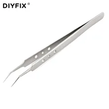 DIYFIX ультраточные пинцеты антистатические из нержавеющей стали изогнутый кончик Пинцет-плоскогубцы ремонт мобильного телефона ручной инструмент