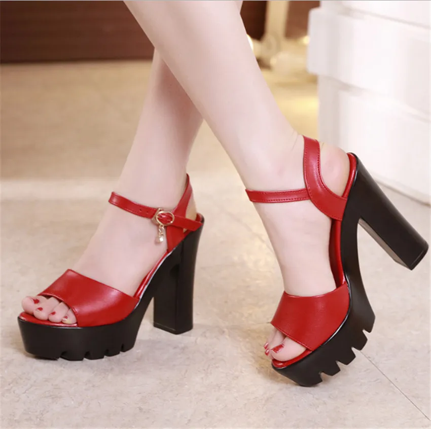 

ZOUDKY 2018 Summer waterproof table with coarse fish mouth leather women's sandals