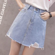 Women Irregular Hem Frayed Mini Skirts Summer Fashion High Waist Jean Skirt Women Denim A Line Skirt Korean Saia Jeans Feminina Women Irregular Hem Frayed Mini Skirts Summer Fashion High Waist Jean Skirt Women Denim A Line Skirt Korean Saia Jeans Feminina
