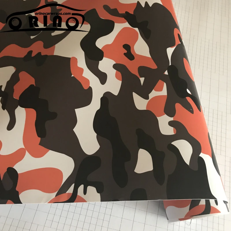 Orange Black Camouflage Vinyl Film Sticker-5