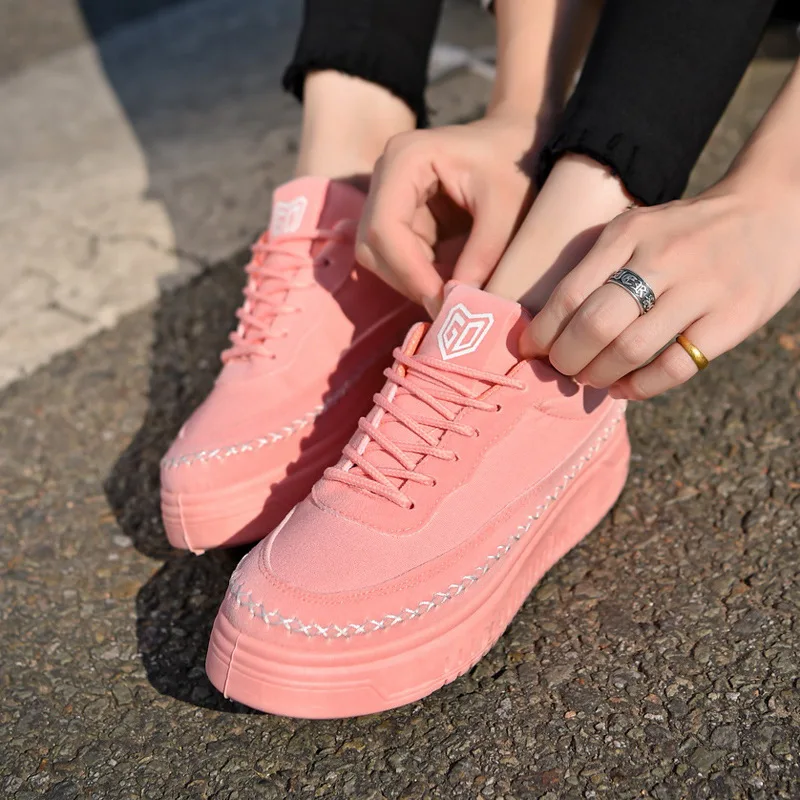 

Fooraabo 2017 Spring Women Flat Platform Shoes Solid Comfortable Women Casual Shoes New Fashion Lace Up Ladies Shoes Espadrilles