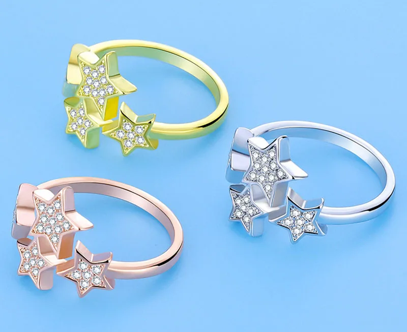 RE дизайн, трендовые блестящие Кристальные Звездные Кольца, регулируемое геометрическое кольцо в простом стиле для женщин, девушек, кольцо на кастет, ювелирное изделие R35