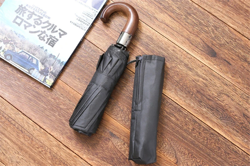 Черный Classic English style Umbrella Men Automatic 10Ribs Strong WindResistant 3 Folding Umbrella Rain Business Male Quality Parasol - Цвет: Черный