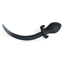 high quality pure silicon font b anal b font plug tail black silicone long dog tail